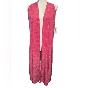 LuLaRoe Women's Joy Vest Sleeveless Open Front Duster/Cardigan Pink SMALL #81